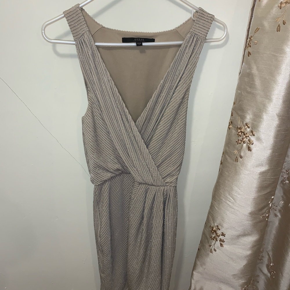 guess silver sparkly dress knee length like new extra small
